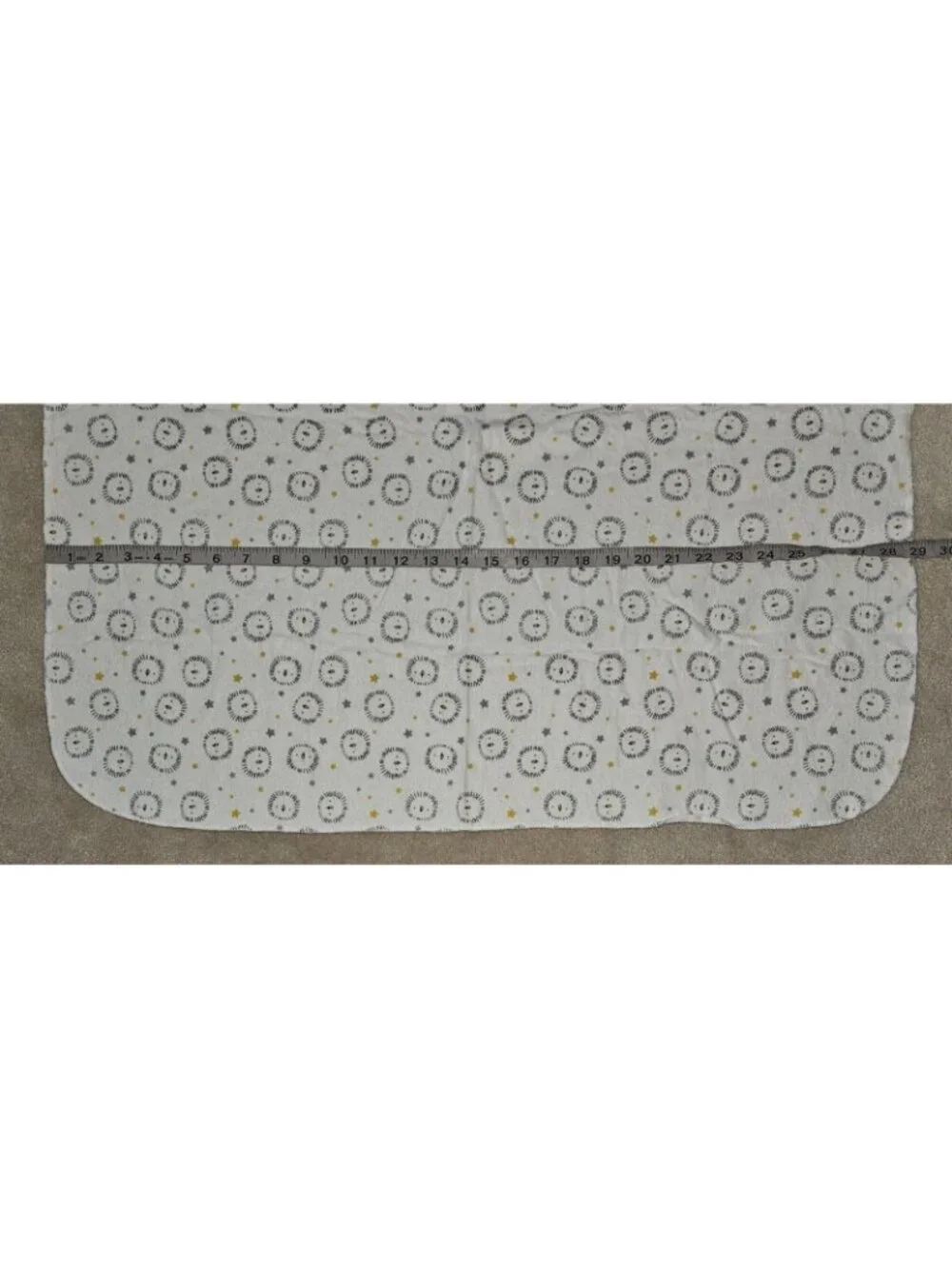 Just Born Lion Head Stars White Gray Yellow Receiving Blanket Cotton NEVER USED